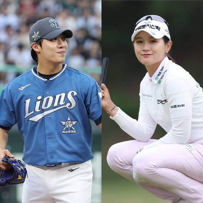 프로야구 삼성 원태인, KLPGA 박현경. IS 포토-KLPGA 제공