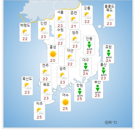 ⓒ기상청: 내일(8일) 오전 전국날씨