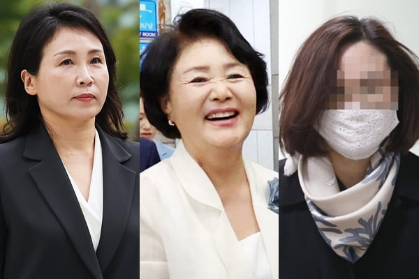 왼쪽부터 이재명 더불어민주당 대표의 배우자 김혜경씨, 문재인 전 대통령 배우자 김정숙 여사, 조국 조국혁신당 대표 배우자 정경심 전 동양대 교수. / 사진=연합뉴스