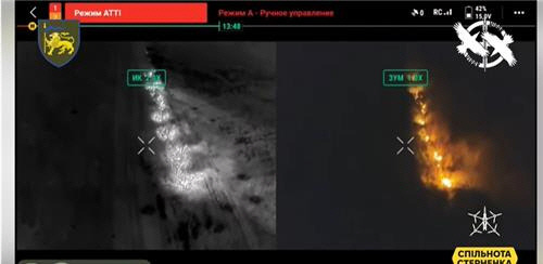 우크라이나군 테르밋 드론 사용 장면. 우크라이나 60 기계화여단 페이스북 캡처