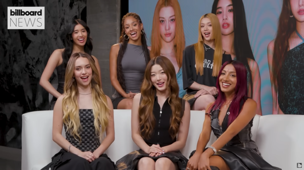 ▲ 지난 8월 17일 미국 음악 전문 매체 빌보드와 인터뷰를 진행한 캣츠아이. 왼쪽 위부터 시계방향으로 소피아, 마농, 메간, 라라, 윤채, 다니엘라. 빌보드 인터뷰 영상 캡처