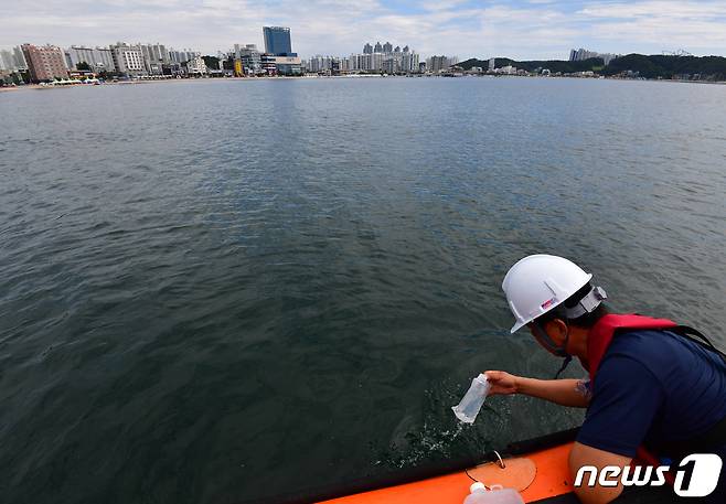 포항시는 일본 정부의 후쿠시마 오염수 방류를 앞두고 매주 수요일 마다 시료를 채취해 방사능 검사를 하고 있다.2023.7.25/뉴스1 ⓒ News1 최창호 기자