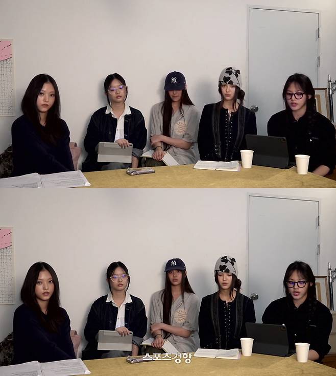 민희진 전 어도어 대표 지지 의사를 밝히는 뉴진스 멤버들. 유튜브 방송화면