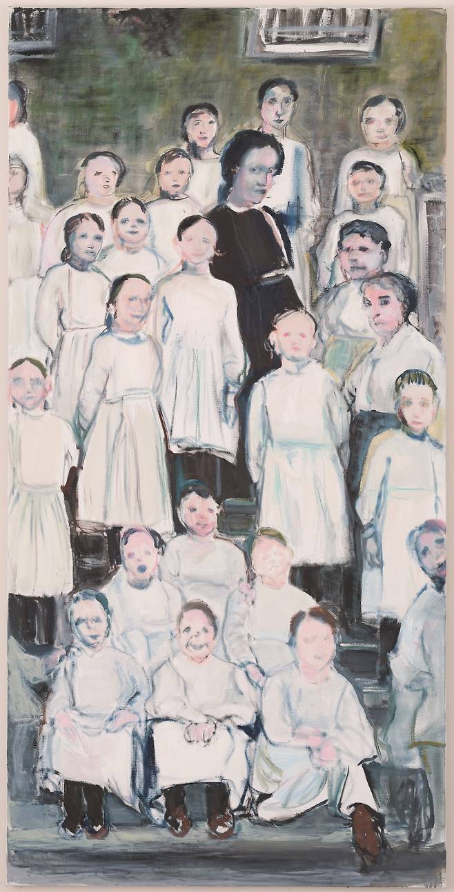 마를렌 뒤마, 교복 입은 천사들, 캔버스에 유채, 크래용, 2012, 피노 컬렉션. 송은 제공