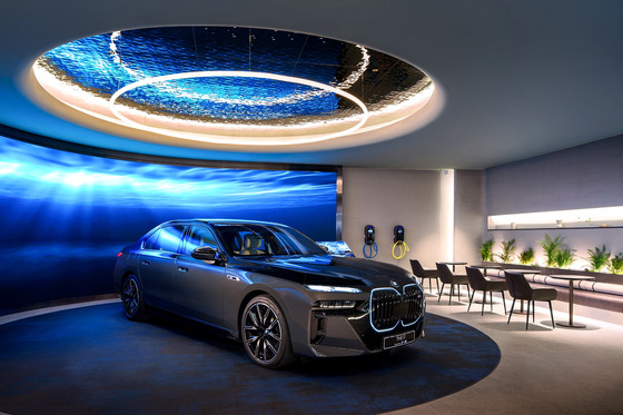 BMW Charging Hub, an EV charging station concept exclusive to Korea, has six ultrafast EV chargers and a cafe lounge. It opened its doors on Thursday. [BMW KOREA]