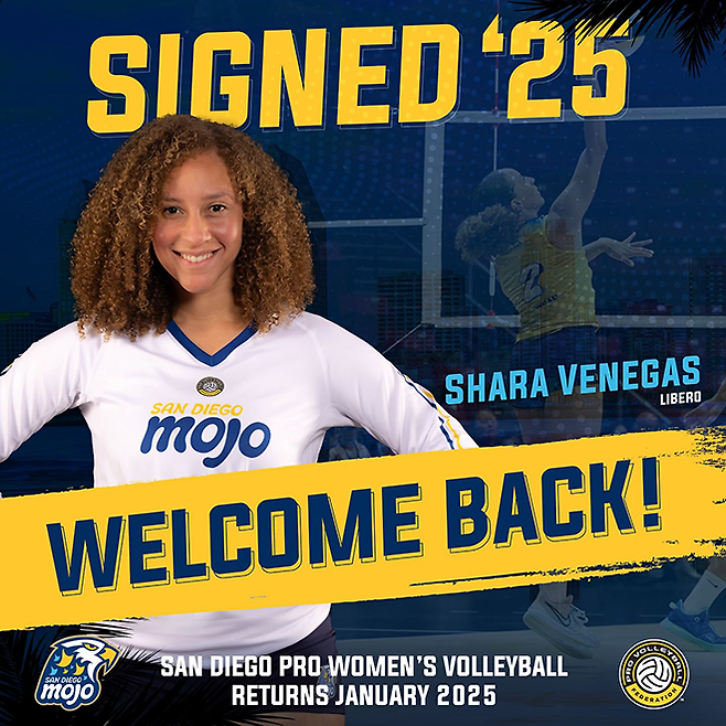 샤라 베네가스는 2023년 제19회 팬아메리칸게임 여자배구 리시브왕이다. 사진=샌디에이고 모조 공식 SNS