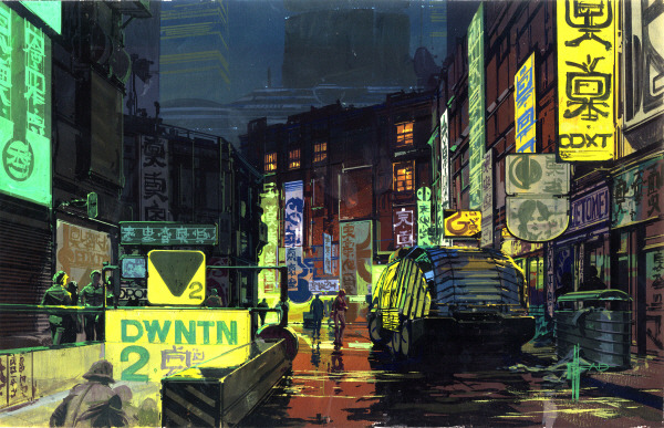 「블레이드 러너」(미국, 1982)를 위한 시드 미드(Syd Mead)의 콘셉트 드로잉. © Syd Mead, Inc.