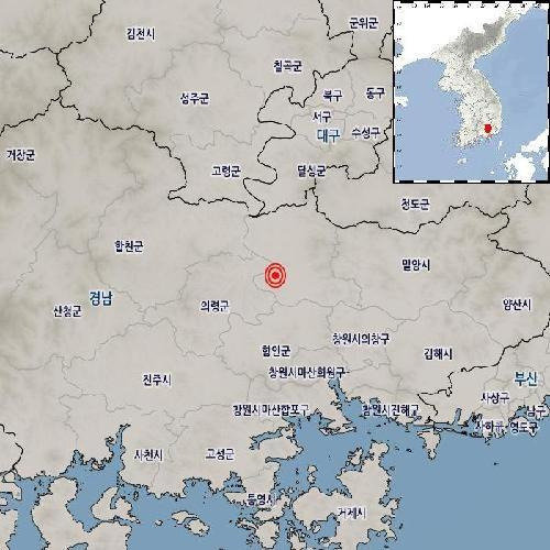 경남 창녕군 지진 위치 [기상청 제공. 재판매 및 DB 금지]