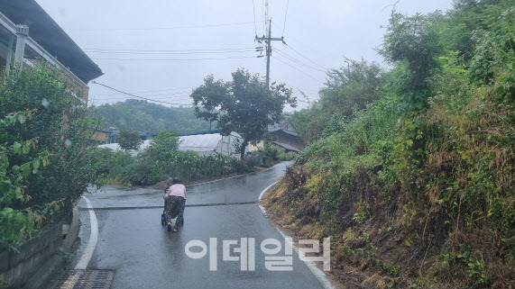 한 노인이 길을 가고 있다. (사진=손의연 기자)