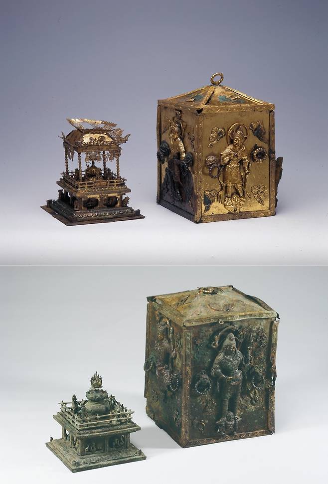 감은사지 석탑에서 나온 사리장엄구  위는 보물 '감은사지 동 삼층석탑 사리장엄구', 아래는 보물 '감은사지 서 삼층석탑 사리장엄구' [국가유산청 국가유산포털 제공. 재판매 및 DB 금지]