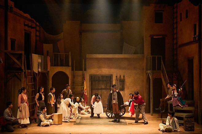 A scene from musical "Zorro: Actor-Muscian" at Uniplex theater in Jongno District, central Seoul, on Wednesday. [MOMENT MAKER]