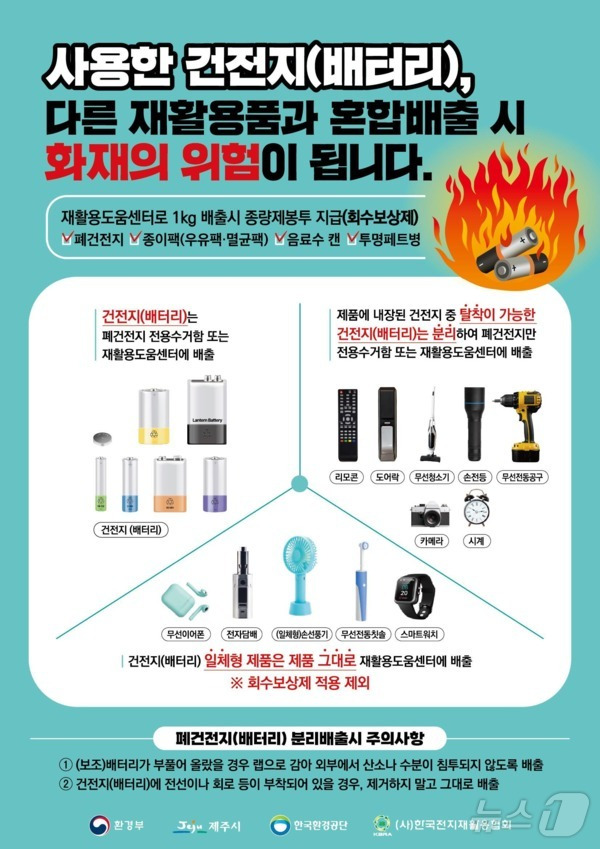 제주시는 19일 폐건전지를 별도 전용 수거함에 분리 배출해달라고 당부했다./뉴스1