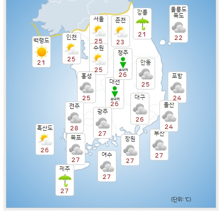 ©기상청 내일(22일) 오후 전국날씨