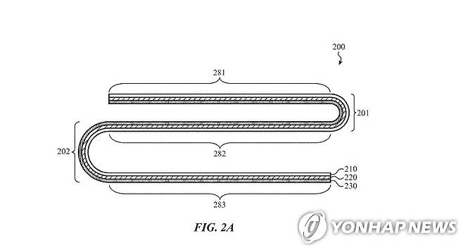 애플이 특허를 신청한 폴더블 디스플레이의 이미지 [미 특허청 홈페이지 캡처]
