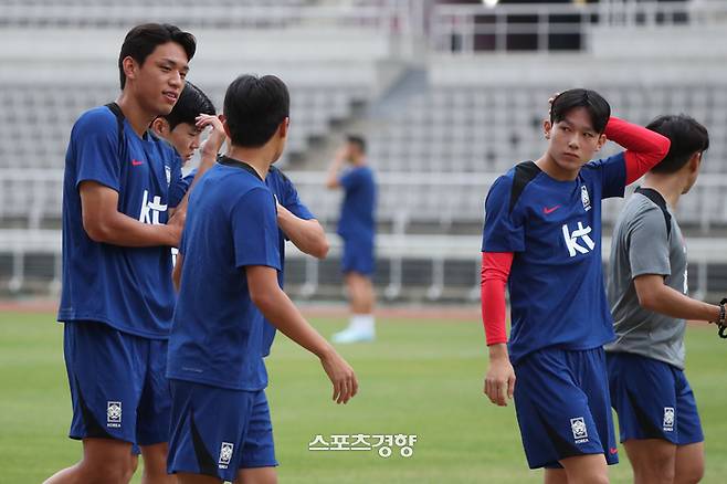 양민혁을 비롯한 한국 축구국가대표 선수들이 2일 경기 고양종합운동장에서 팔레스타인과 2026 북중미 월드컵 아시아 3차 예선전을 앞두고 훈련하고 있다. 2024.09.02 한수빈 기자