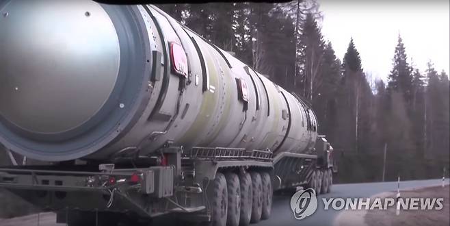 러시아의 RS-28 사르마트 대륙간탄도미사일(ICBM) [EPA 연합뉴스 자료사진. 재판매 및 DB 금지]