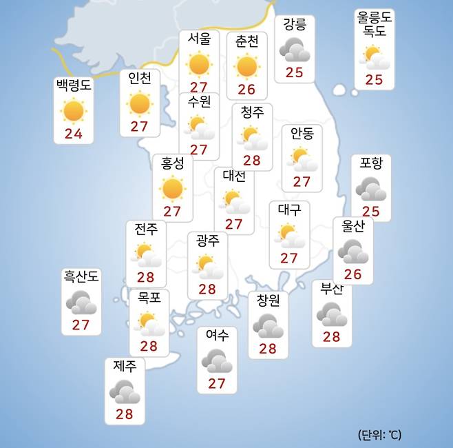 ⓒ기상청: 오늘(24일) 오후 전국날씨