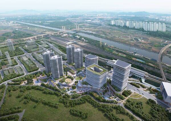 인천 서구 공항철도와 인천도시철도(지하철) 1호선 검암역 일대에 추진 중인 ‘검암 플라시아 복합환승센터 복합개발사업’ 조감도. 인천도시공사(iH) 제공