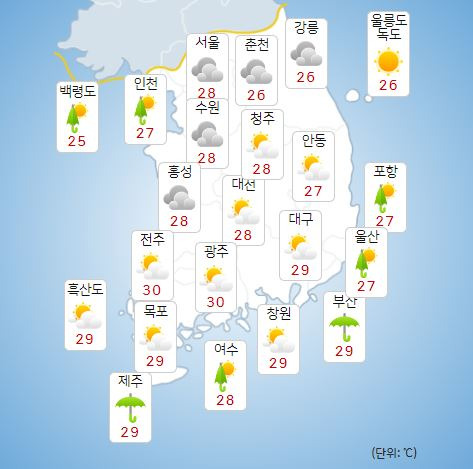 ⓒ기상청: 오늘(25일) 전국날씨