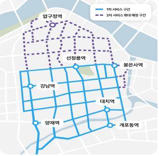 심야 자율주행 택시 운행 구간. 서울시 제공