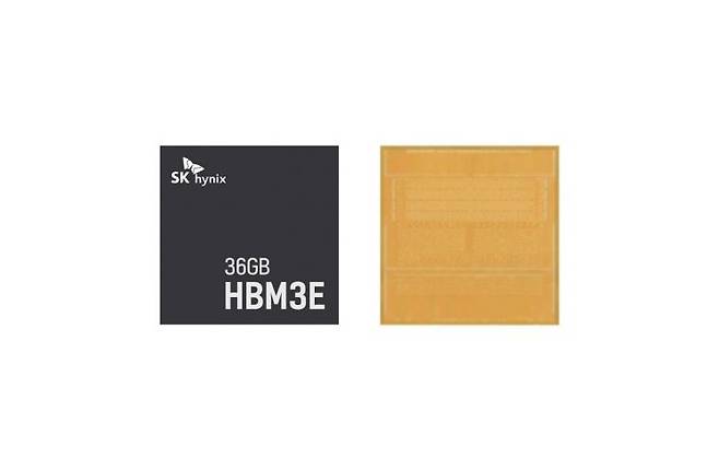 SK하이닉스 36GB(기가바이트) 5세대 고대역폭메모리 HBM3E 12단 제품 이미지.[사진제공=SK하이닉스]