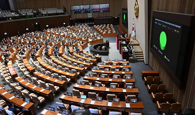 19일 오후 서울 여의도 국회 본회의 모습. 이상섭 기자