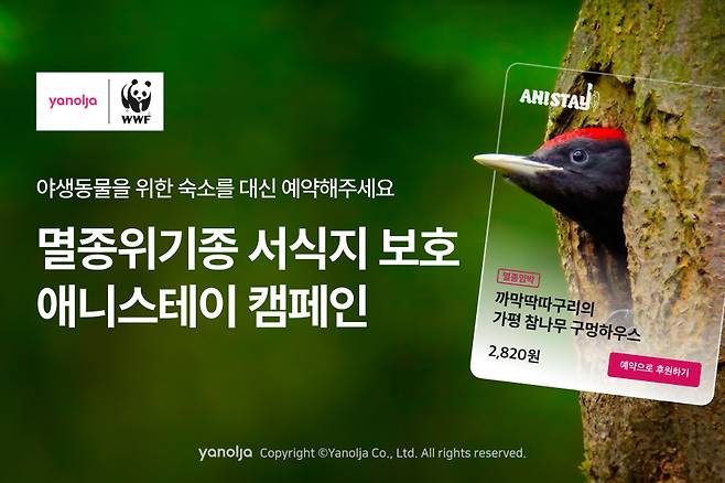 야놀자 플랫폼 X WWF, 멸종위기 야생동물 서식지 보전 캠페인(야놀자 제공)