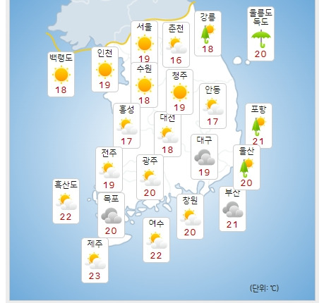 ⓒ기상청: 내일(28일) 오전 전국날씨