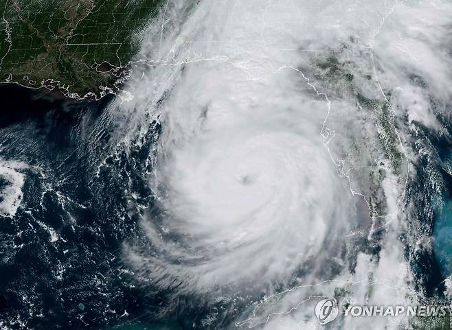 26일(현지시간) 허리케인 헐린의 위성 사진 [NOAA/GOES /AFP=연합뉴스. 재판매 및 DB 금지]