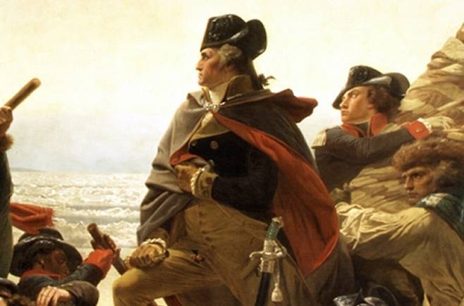 에마누엘 로이체, 델라웨어강을 건너는 조지 워싱턴(일부 확대), 1851, 캔버스에 유채, 378.5x647.7cm, 메트로폴리탄 미술관