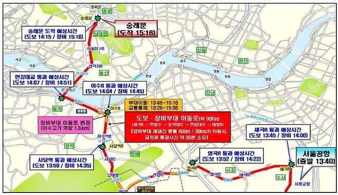 국군의 날(10월 1일) 통제 예정 구간 [서울경찰청 제공]