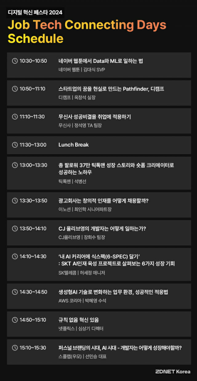 잡테크 커넥팅 데이즈 스케줄