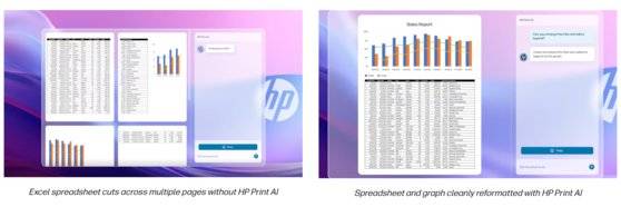 HP는 24일(현지시간) 생성 AI 기능을 적용한 ‘HP 프린트 AI’를 공개했다. 여러 페이지에 걸쳐있는 표·그래프를 AI가 자동으로 인식해 한 장으로 모아 인쇄할 수 있다. 사진 HP
