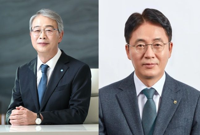 임종룡(왼쪽) 우리금융그룹 회장과 이석용 NH농협은행장. ⓒ각 사