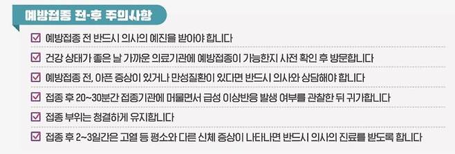 [서울=뉴시스]인프루엔자 예방접종 전후 주의사항 (자료=질병관리청 홈페이지) 2024. 10. 2 *재판매 및 DB 금지