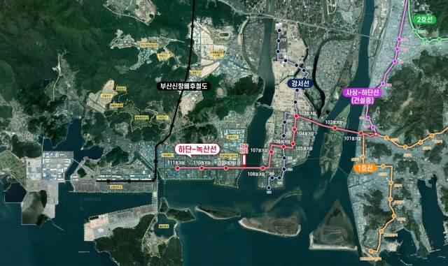 부산 도시철도 하단∼녹산선 노선도. 부산시