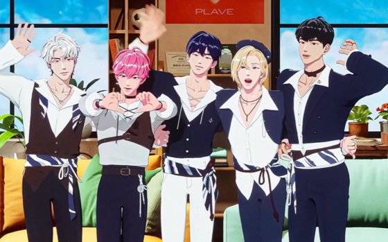 버추얼(가상) 아이돌 '플레이브'. 애니메이션 화면이지만, 노래는 실제 사람 목소리로 부른다. 사진 나무위키