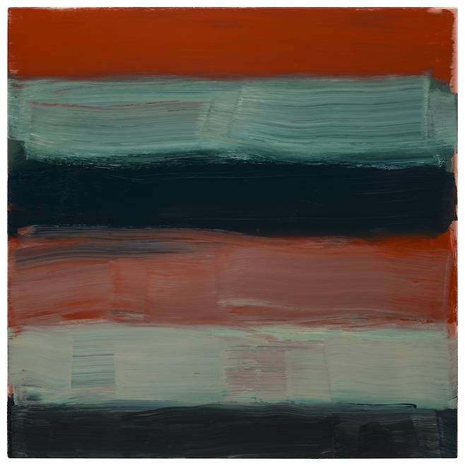 Sean Scully, Landline Drifting, 2024. Oil on aluminum. 152.4 x 134.6 cm (60 x 53 in). / Courtesy of Thaddaeus Ropac Seoul