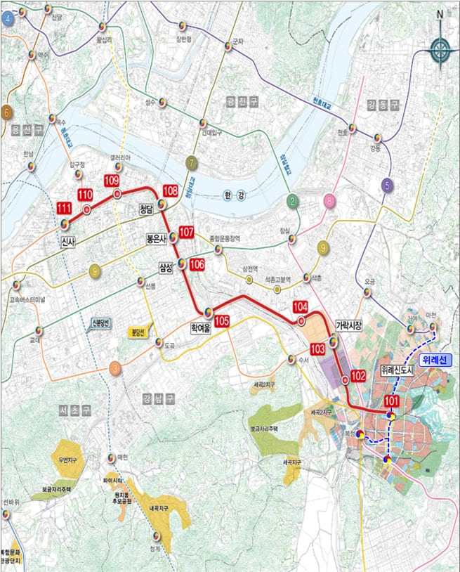 위례신사선 노선도. /서울시 제공