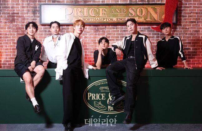 뮤지컬 '킹키부츠'에서 엔젤 역을 맡은 (왼쪽부터) 배우 주민우, 전호준, 한준용, 김강진, 한선천, 최재훈 ⓒ데일리안 방규현 기자