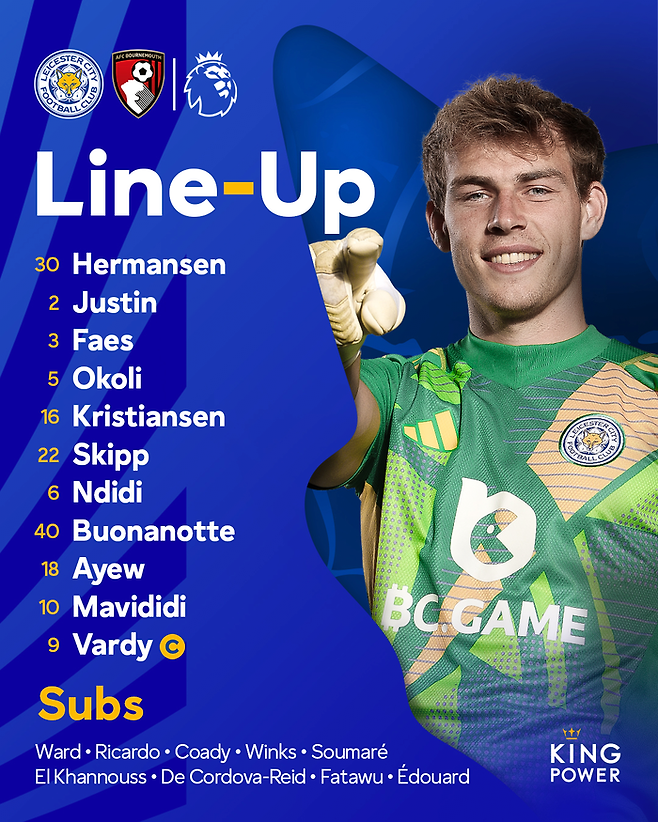 레스터 시티 선발 라인업. 레스터 공식 SNS