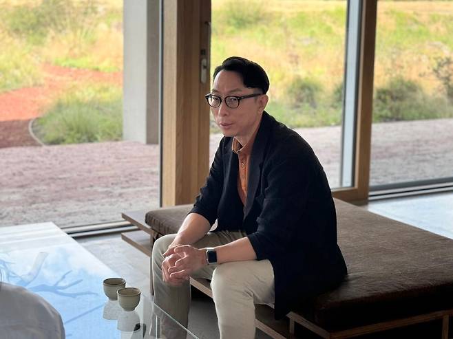 Lee Min-seok, head of Osulloc's farm research center, introduces the Osulloc tea factory to Chosun Biz on Sept. 30, 2024. /Osulloc