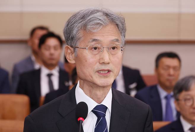 조희대 대법원장이 7일 법제사법위원회의 대법원 등에 대한 국정감사에 출석해 인사말을 하고 있다. [연합]