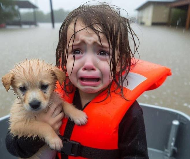 인공지능(AI)로 만든 가짜 사진. 자세히 보면 소녀의 손가락이 5개가 아닌 비정상적인 모습으로 그려져 있다. /X(옛 트위터)