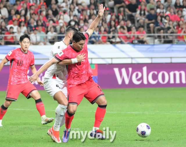 2024년 9월 5일 서울 마포구 성산동 서울월드컵경기장에서 열린 2026 국제축구연맹(FIFA) 북중미 월드컵(미국-캐나다-멕시코) 아시아 지역 3차 예선 1차전 팔레스타인-한국 경기. 주민규/상암=한혁승 기자