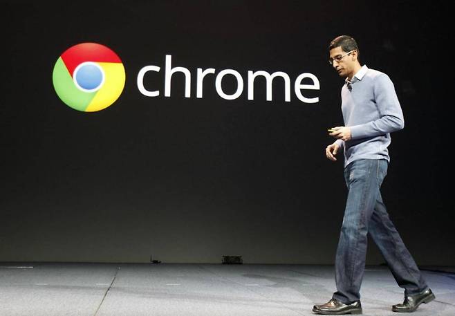 지난 2012년 6월 미국 캘리포니아주 샌프란시스코 모스코네 센터에서 열린 구글 I/O 컨퍼런스에서 순다르 피차이 당시 구글 크롬 수석 부사장이 연설하고 있다. [로이터]