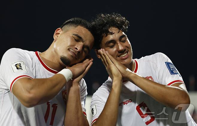 인도네시아가 11일(한국시간) 바레인 리파에서 열린 2026 FIFA 북중미 월드컵 아시아 3차 예선 C조 3차전에서 바레인과 2-2로 비겼다. ⓒ 로이터=뉴스1