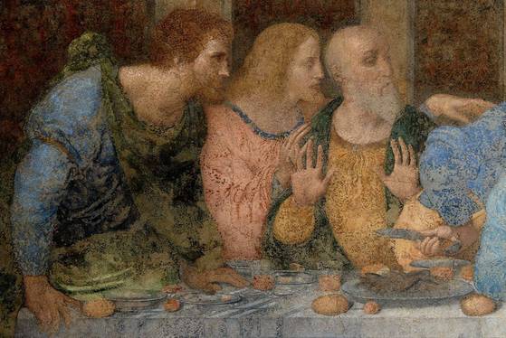 레오나르도 다빈치 '최후의 만찬' 부분 확대 [위키피디어]