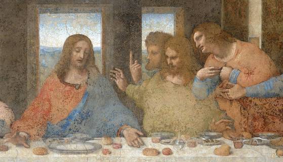 레오나르도 다빈치 '최후의 만찬' 부분 확대 [위키피디어]