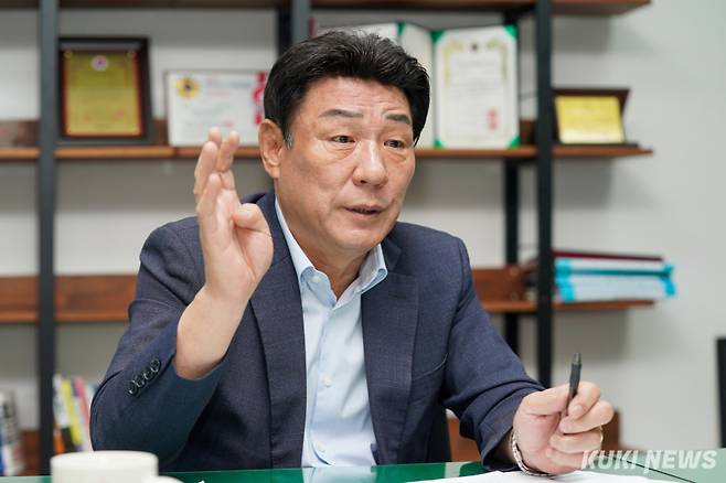 강대식 국민의힘 국방위 간사가 지난 8월 쿠키뉴스와 인터뷰 하고 있다. 사진=유희태 기자